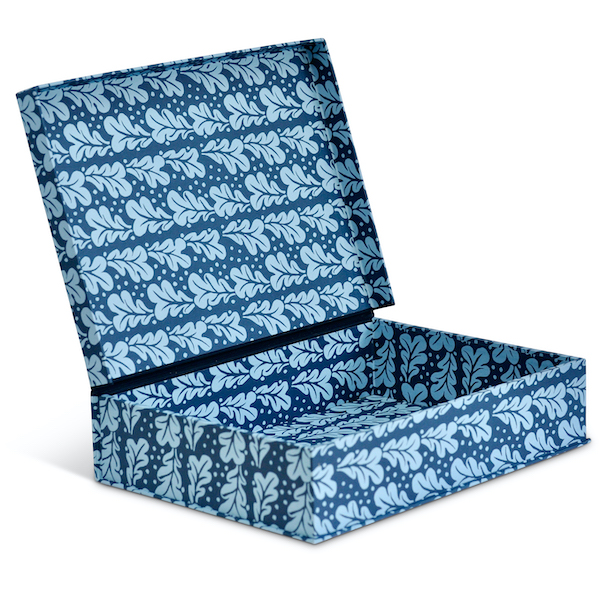 Hand-built A4 Box File covered in Quercus Midnight Patterned Paper