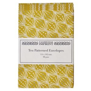 Packet of Ten Patterned Envelopes Selvedge Mustard