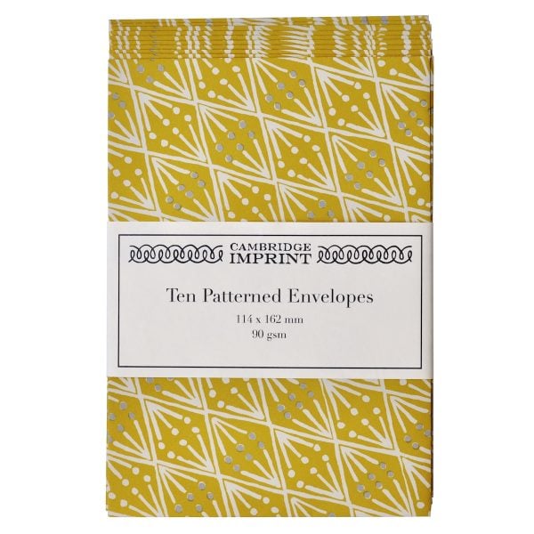 Selvedge Mustard Patterned Envelopes by Cambridge Imprint