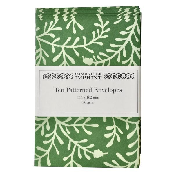 Cambridge Imprint Patterned Envelopes in Sprig Pea Green