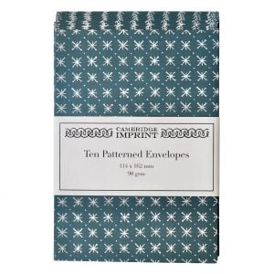 Packet of Ten Patterned Envelopes Little Stars Petrol