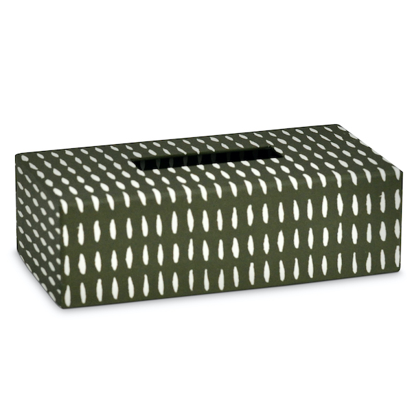 A Tissue Box Cover in Seed Dark Olive Green