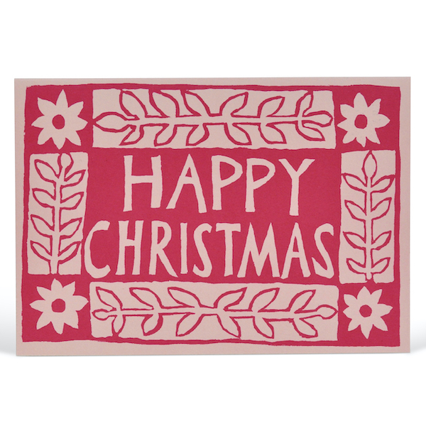 Happy Christmas card with Starflower Border