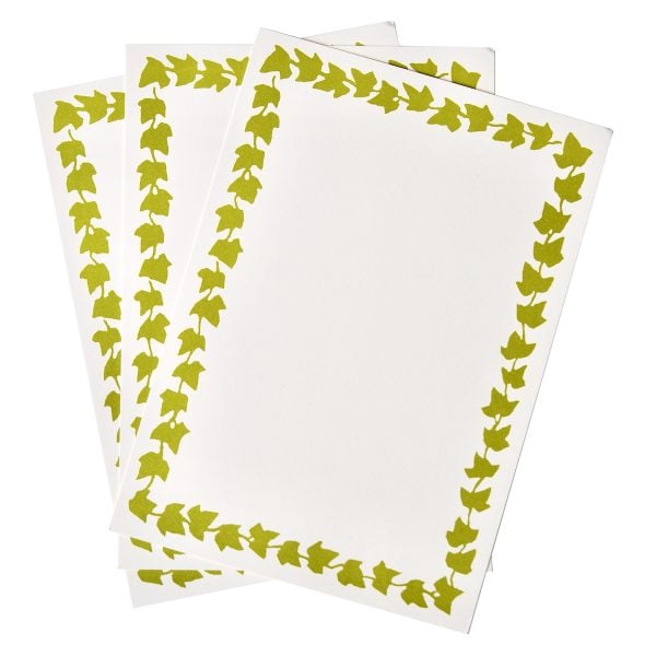 Large Blank Cards with an Ivy Border in Bawden Green by Cambridge Imprint