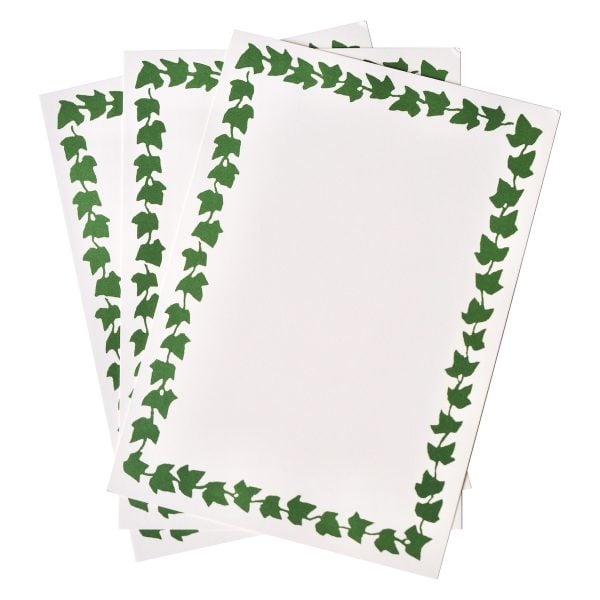 Large Blank Cards with an Ivy Border in Pea Green by Cambridge Imprint