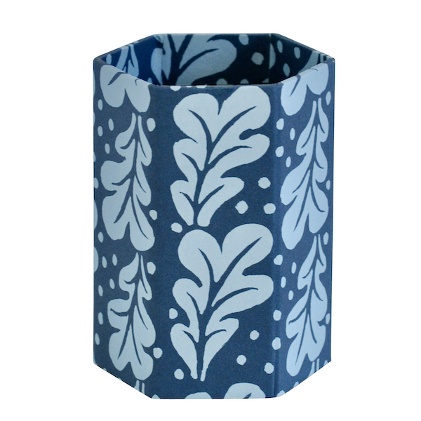 Pencil Pot covered in Quercus Midnight patterned paper