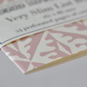 Very Slim List Book with patterned cover in Oak Leaves Pale Pink