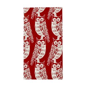 Very Slim List Book with patterned cover in Owls Cadmium Red Deep