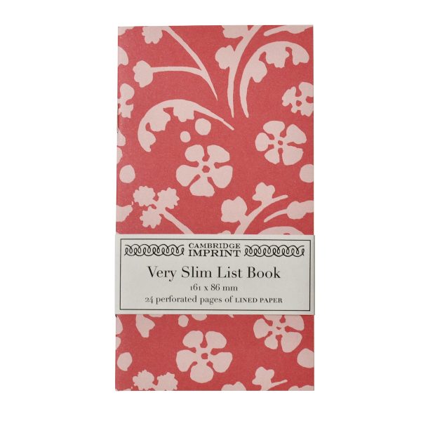 Very Slim List Book with patterned cover in Wild Flowers Red