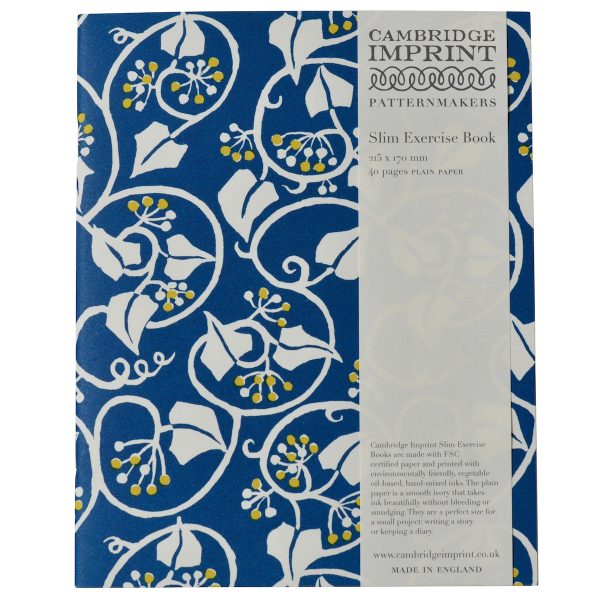 Exercise Book with Deep Marine Blue and Acid Yellow patterned cover