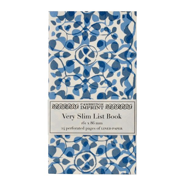 Very Slim List Book with patterned cover in Dappled Blue
