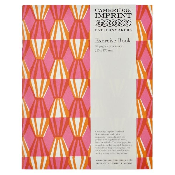 Exercise Book with Threadwork Pink and Orange patterned cover by Cambridge Imprint