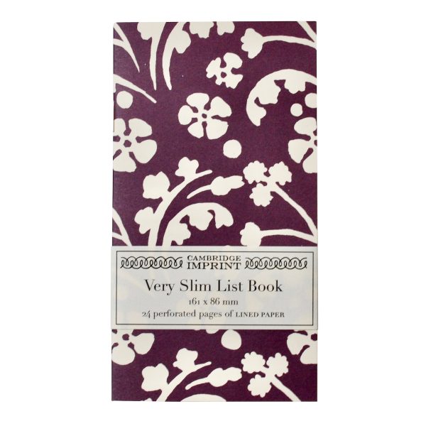 Very Slim List Book with patterned cover in Wild Flowers Violet