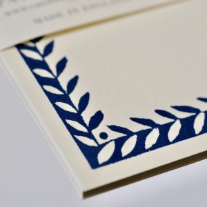 Prussian Blue Notecard with Patterned Border