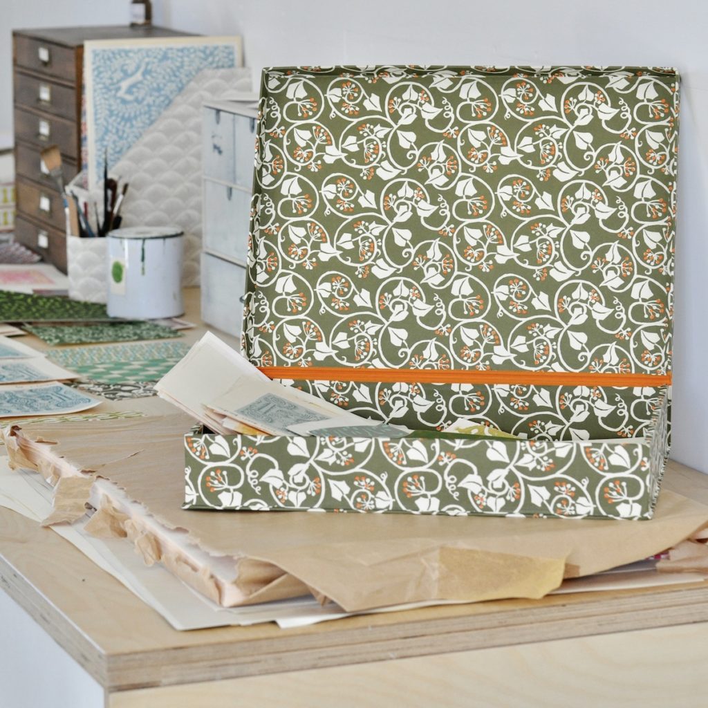 Document Box Patterned A Large Document Box covered in Ivy Patterned Paper - Cambridge Imprint
