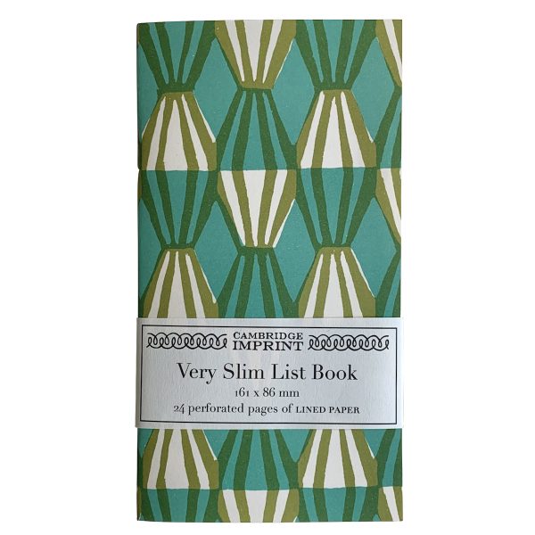 Very Slim List Book with Threadwork Green covers