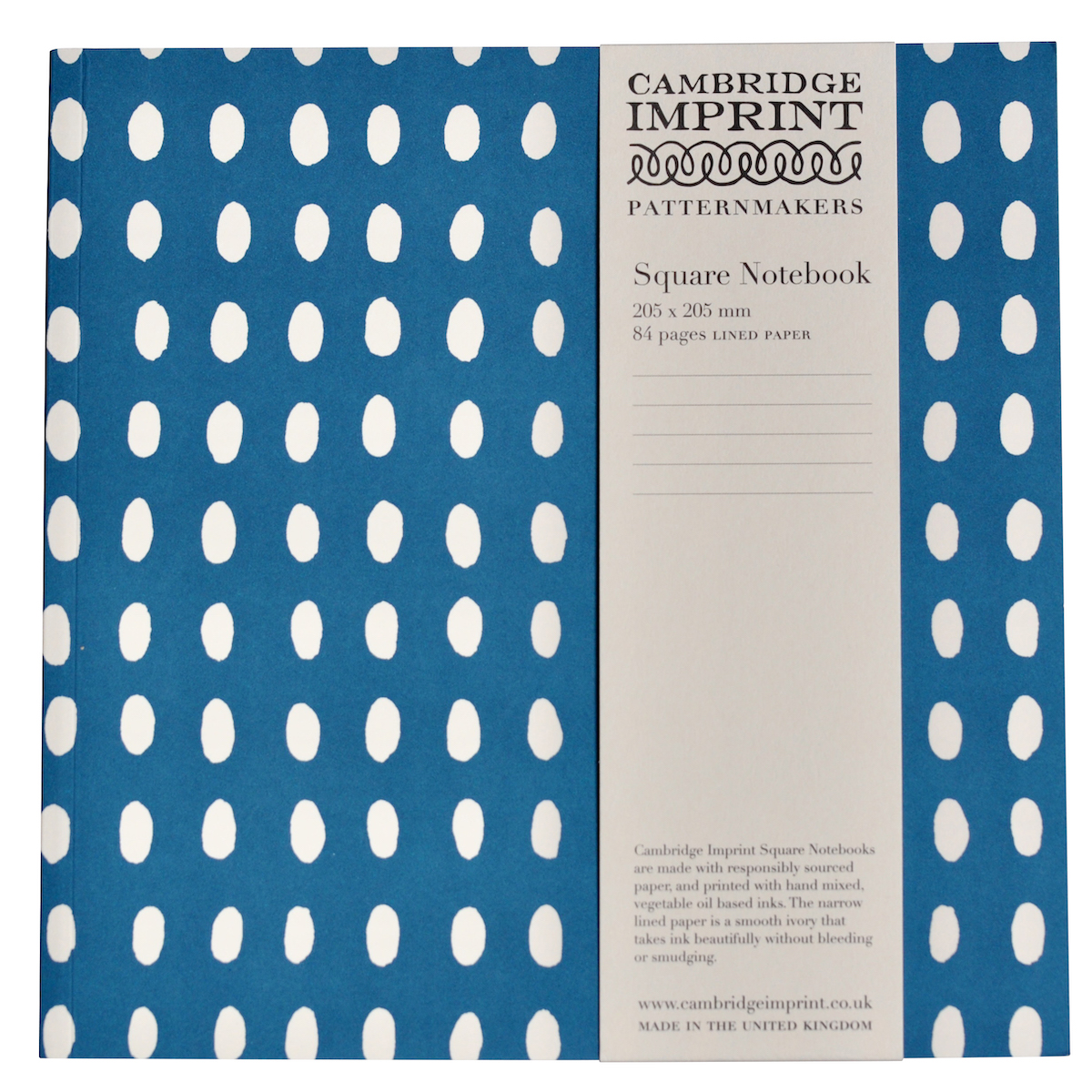 Square Notebook with Lined Paper in Bean Kingfisher - Cambridge Imprint