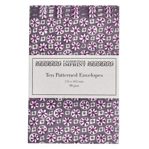 Packet of Ten Patterned Envelopes Sea Urchin French Lavender