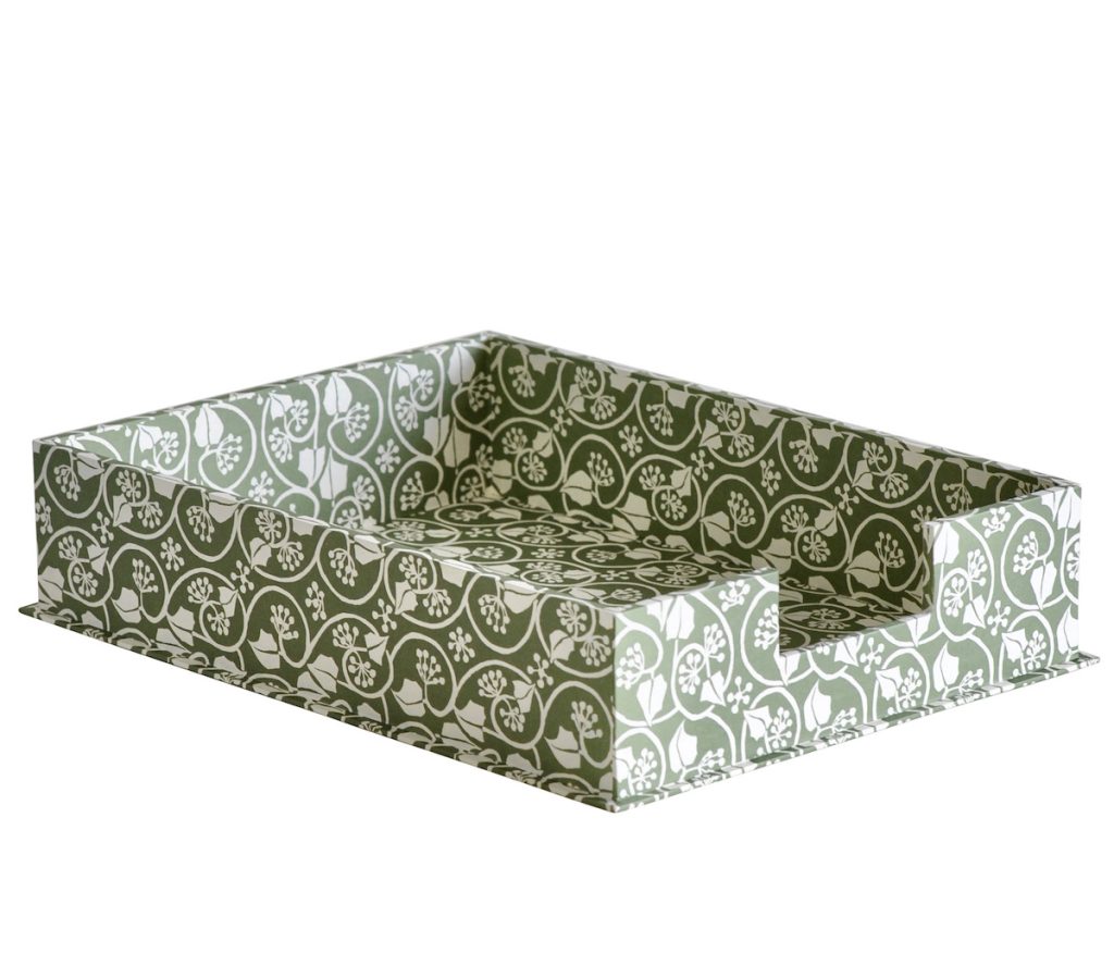 A4 Letter Tray Small Ivy Stripe Sage Green Cambridge Imprint