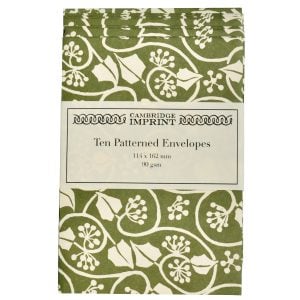 Packet of Ten Patterned Envelopes Small Ivy Stripe Sage Green