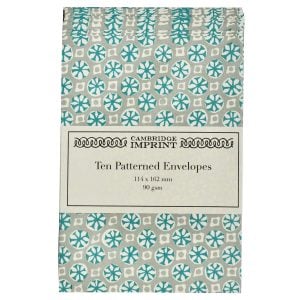 Packet of Ten Patterned Envelopes Sea Urchin Aquamarine