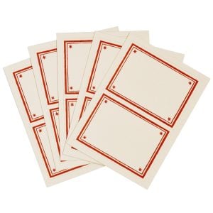 Packet of 10 Large Self-Adhesive Labels with Crimson Border
