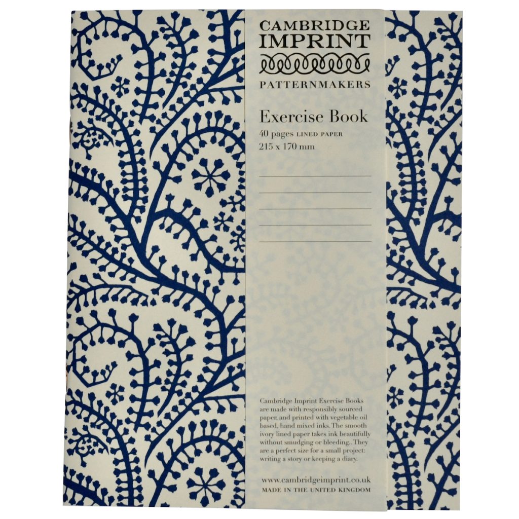 Exercise Book Seaweed Paisley Prussian Blue (Lined) - Cambridge Imprint