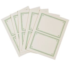 Packet of 10 Large Self-Adhesive Labels with Mint Green Border