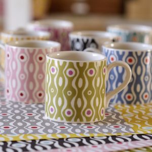 Persephone mug in Bright Olive and Cool Pink by Cambridge Imprint