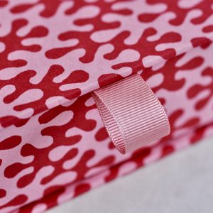 Postcard Box in Kelp Raspberry pattern paper by Cambridge Imprint