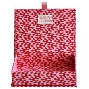 Postcard Box in Kelp Raspberry pattern paper by Cambridge Imprint