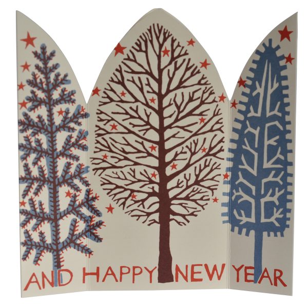 Extra-special Winter Trees triptych card by Cambridge Imprint