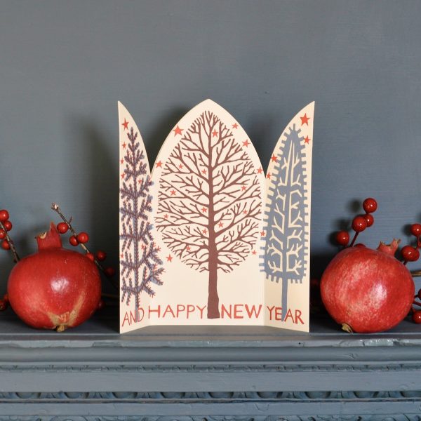 Extra-special Winter Trees triptych card by Cambridge Imprint