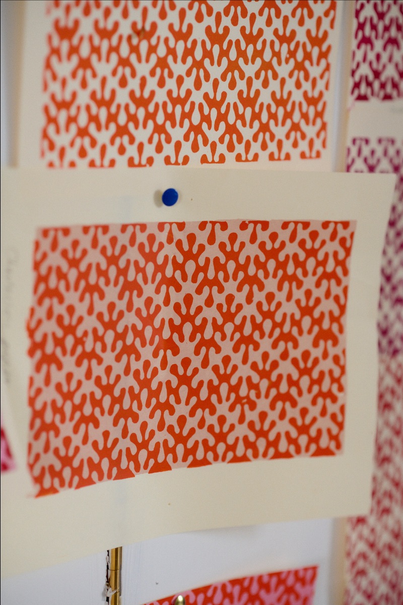 Kelp pattern colour swatches in the studio