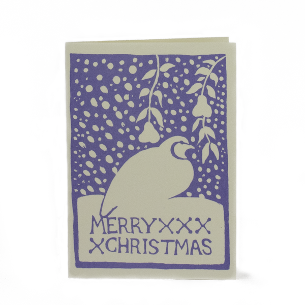 Pack of Six Small Cards Partridge & Pear Tree Blue