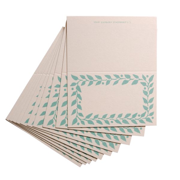 place cards with aquamarine border