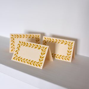 place cards with mustard border