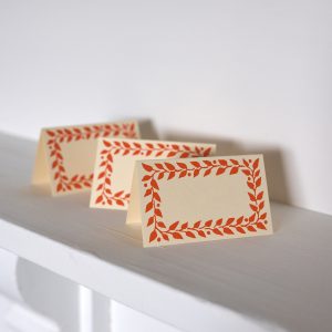 place cards with orange border
