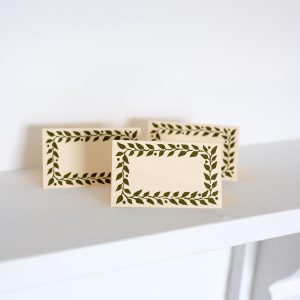 place cards with olive green border