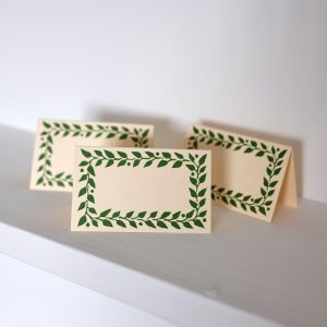 place cards with pea green border