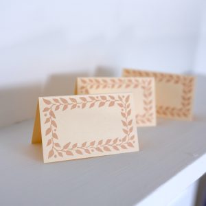 place cards with plaster pink border