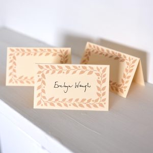 place cards with plaster pink border