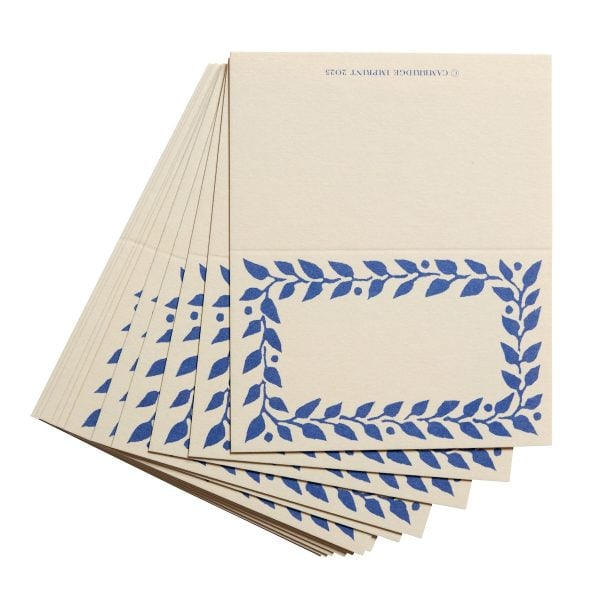 place cards with blue border