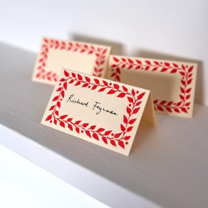 place cards with tomato border
