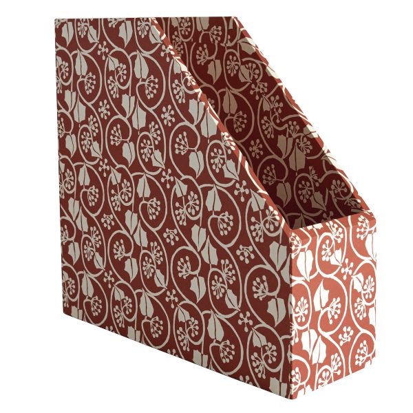 Magazine File in Small Ivy Stripe Russet - Cambridge Imprint