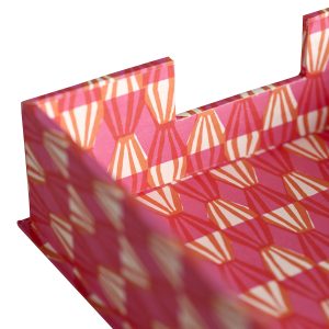 Letter Tray detail — Threadwork Pink and Orange