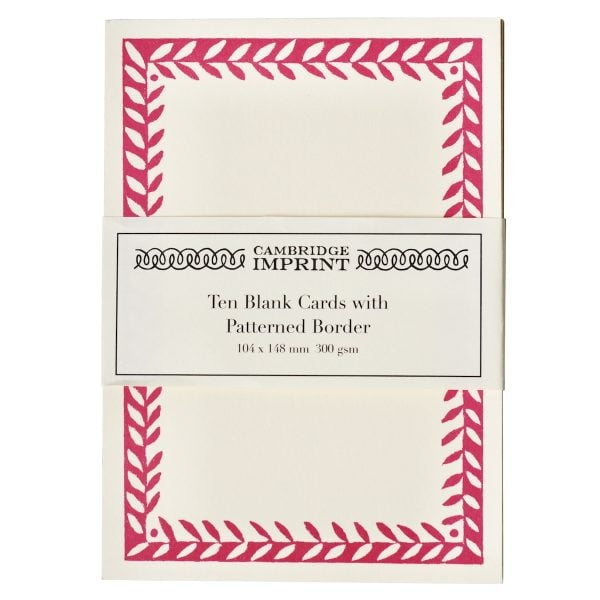 Postcard with Patterned Border in Bright Pink by Cambridge Imprint