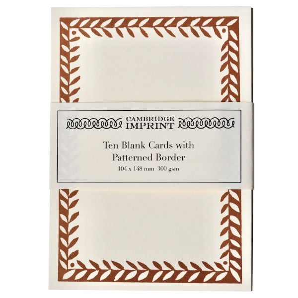 Postcard with Patterned Border in Cocoa Brown by Cambridge Imprint