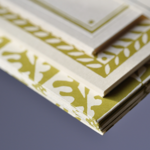 Notecard Set in Sap Green by Cambridge Imprint - detail