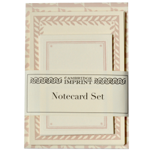 Set of Notecards and Envelopes Oak Leaves Pale Pink